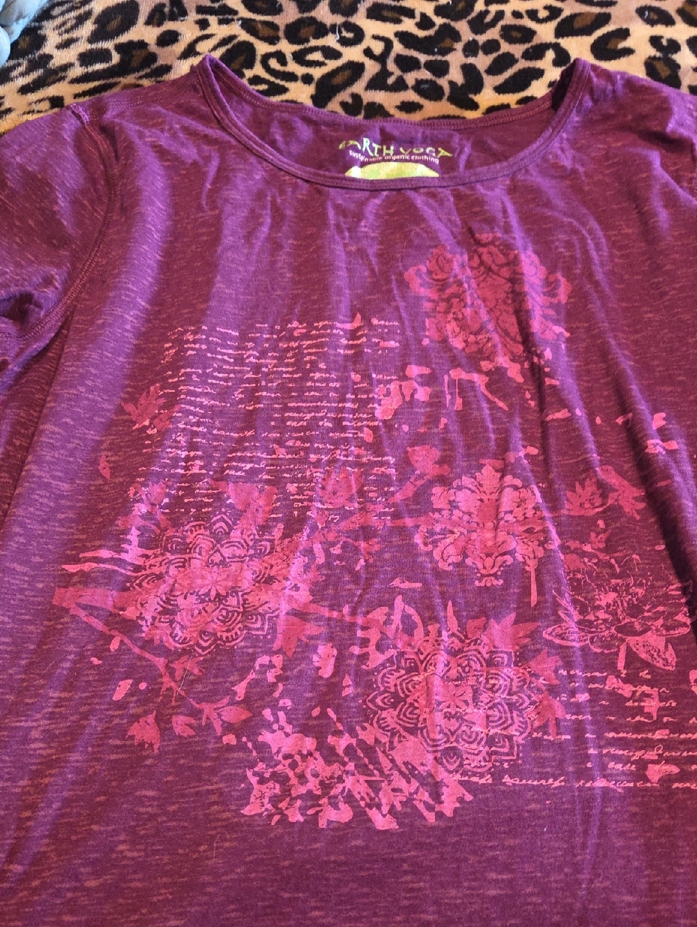 EARTHBOUND Plum Tee with Pink Floral Graphic